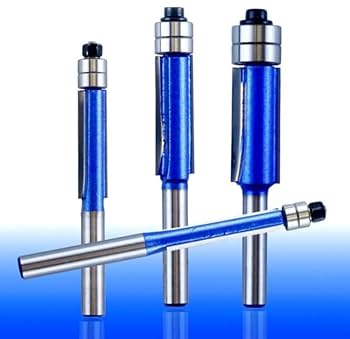 Biaxial Trimming Tool, 4pcs Shank Flush Trim Router Bit Set